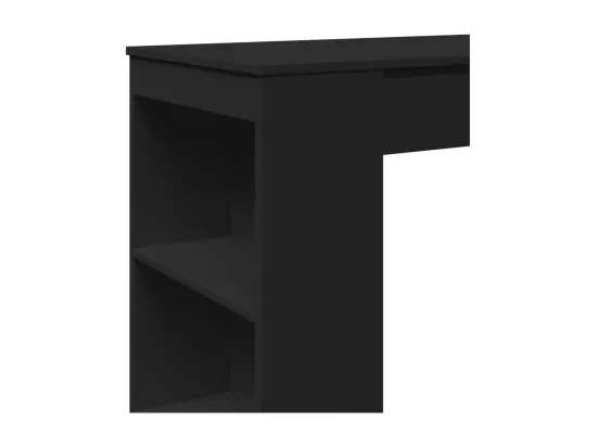 Table de bar avec étagères noir bois d'ingénierie