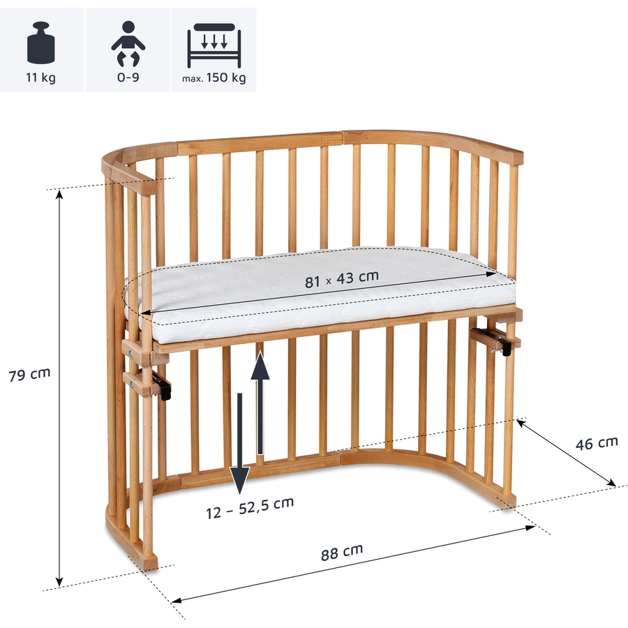 babybay Beistellbett Original natur geölt extra belüftet