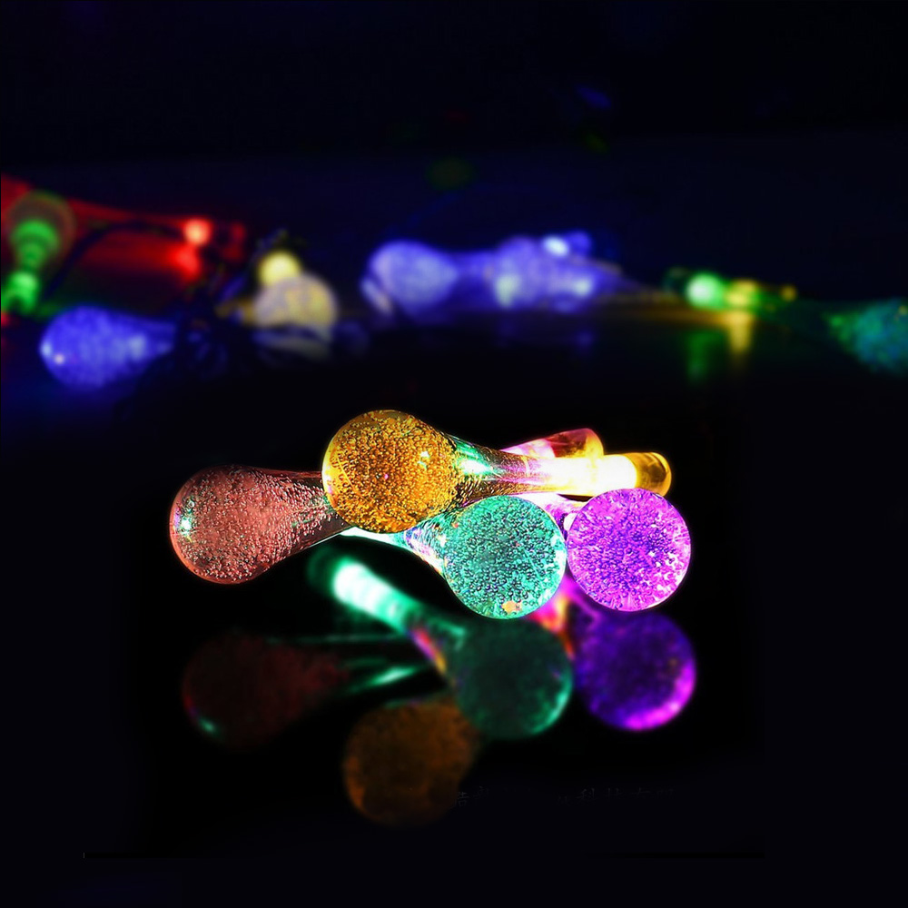 (6m) 30 LED's Deko Solar Lichterkette Tropfen Outdoor Beleuchtung IP65 - Bunt