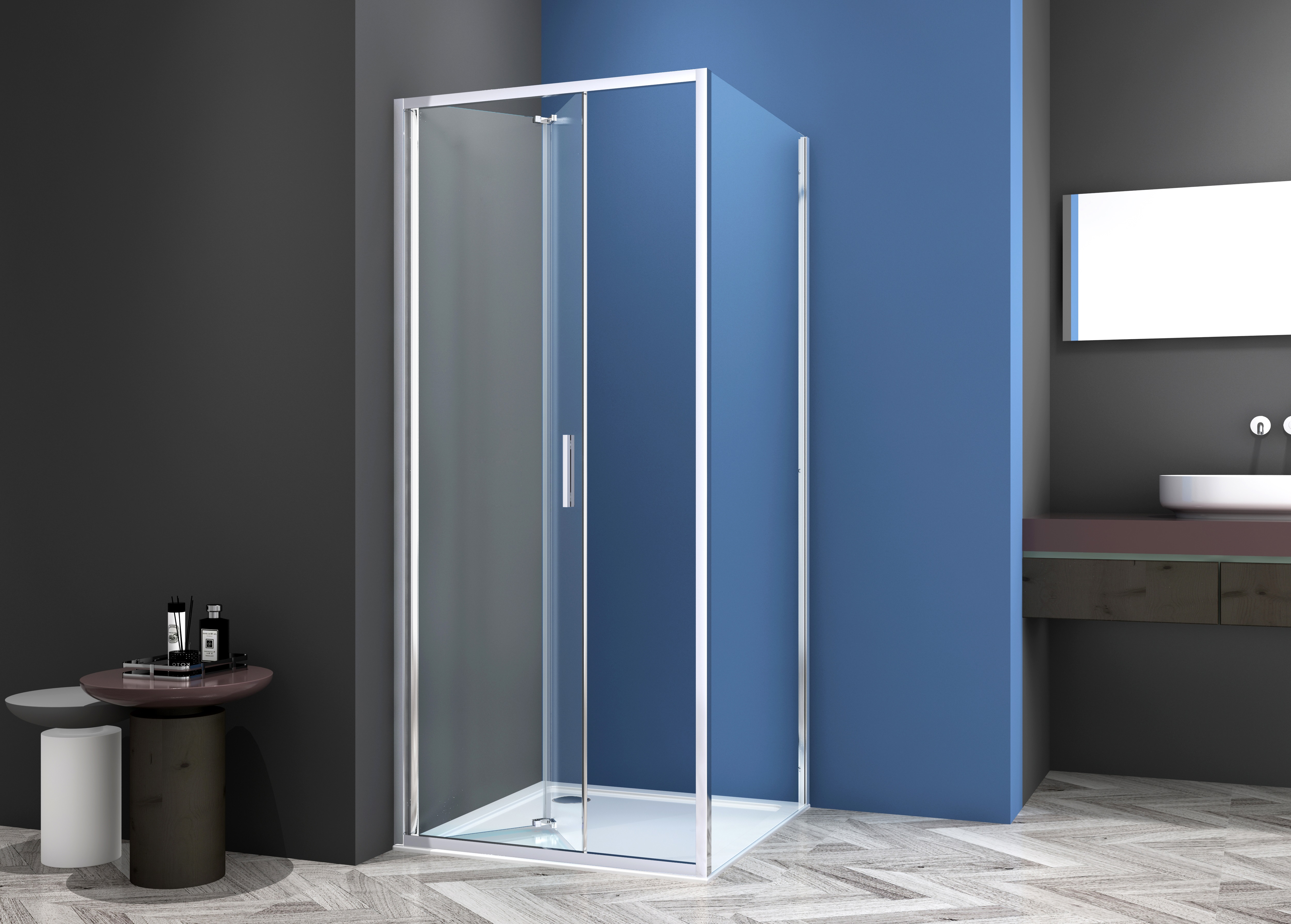 Badstuber Rano douchecabine met vouwdeur 100x100cm chroom