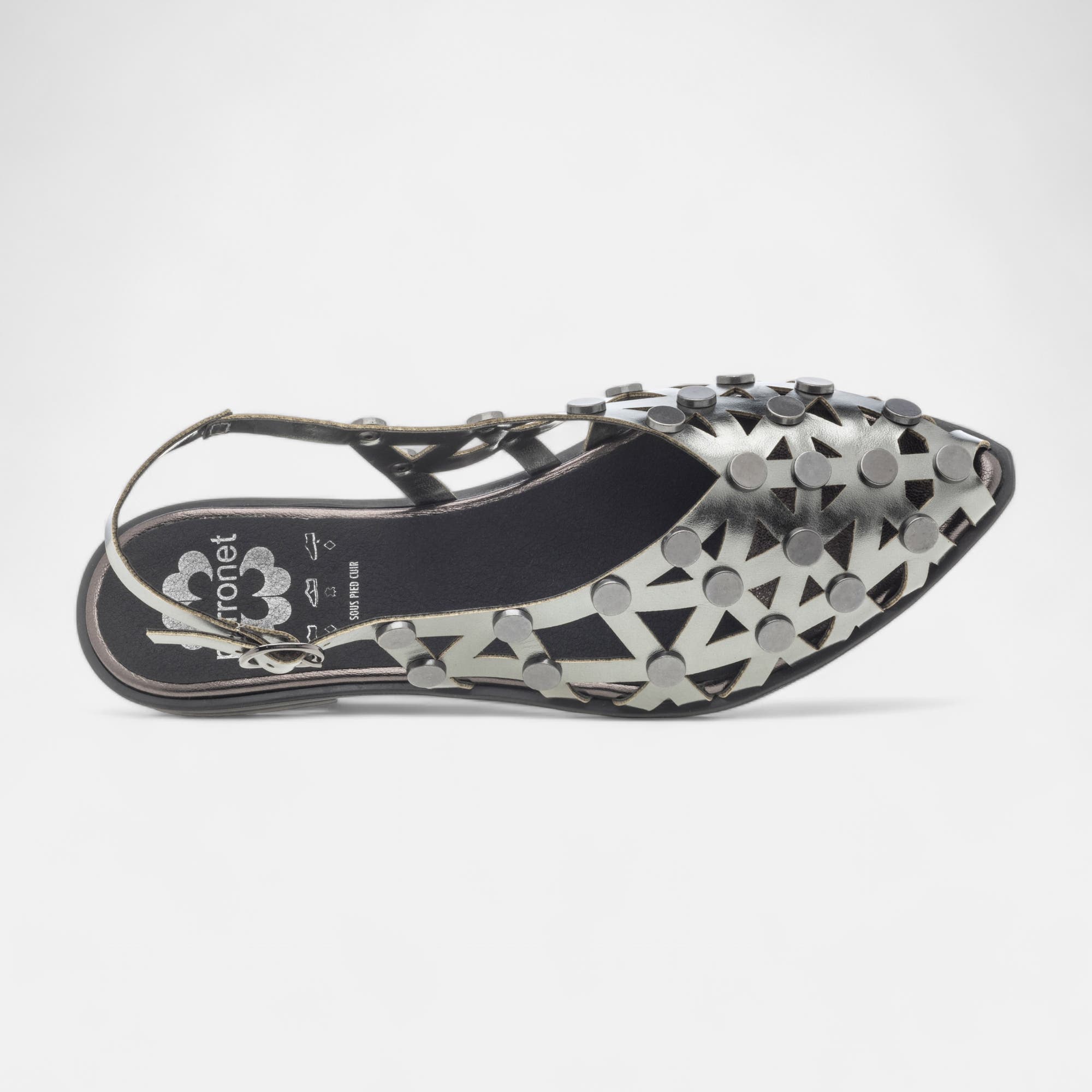 Escarpins avec bride arrière Femme en cuir plomb