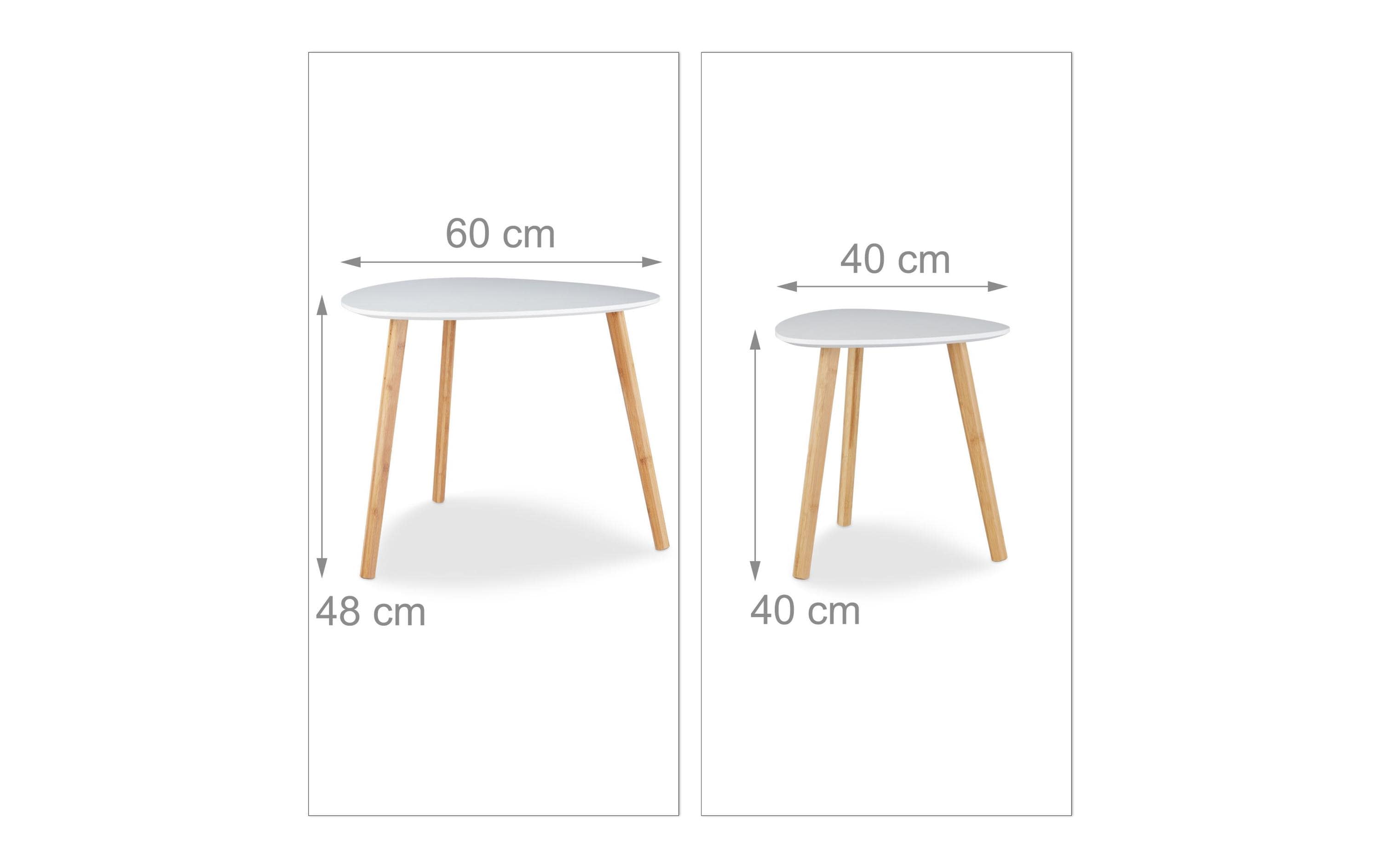Couchtisch 2er Set 40/60 x 40/48 cm, Nature/WeissSatztische
