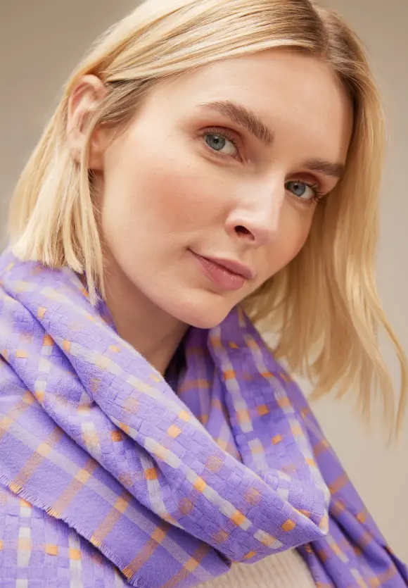 Schal mit Karomuster - shiny lilac