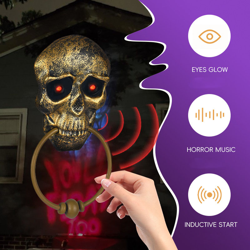 (28.5x14cm) Halloween Dekoration Türklingel Party Accessoire mit Sound (Batteriebetrieben) - Totenkopf