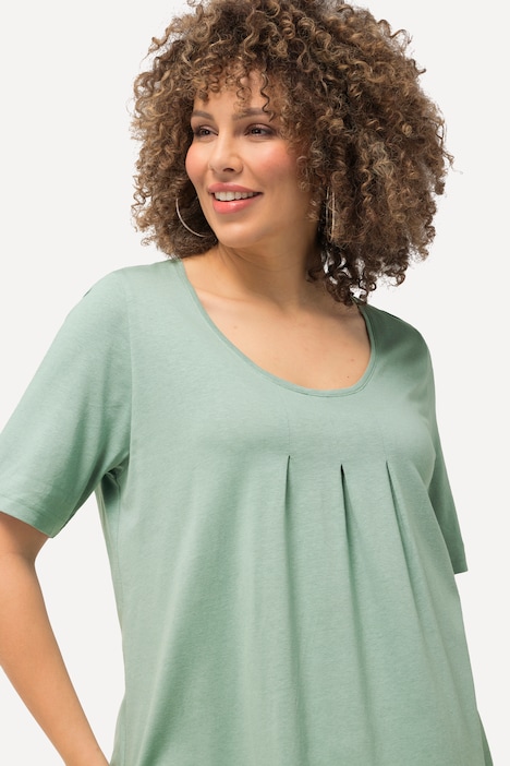 T-Shirt, Zierfalten, A-Linie, Rundhals, Halbarm, Modal