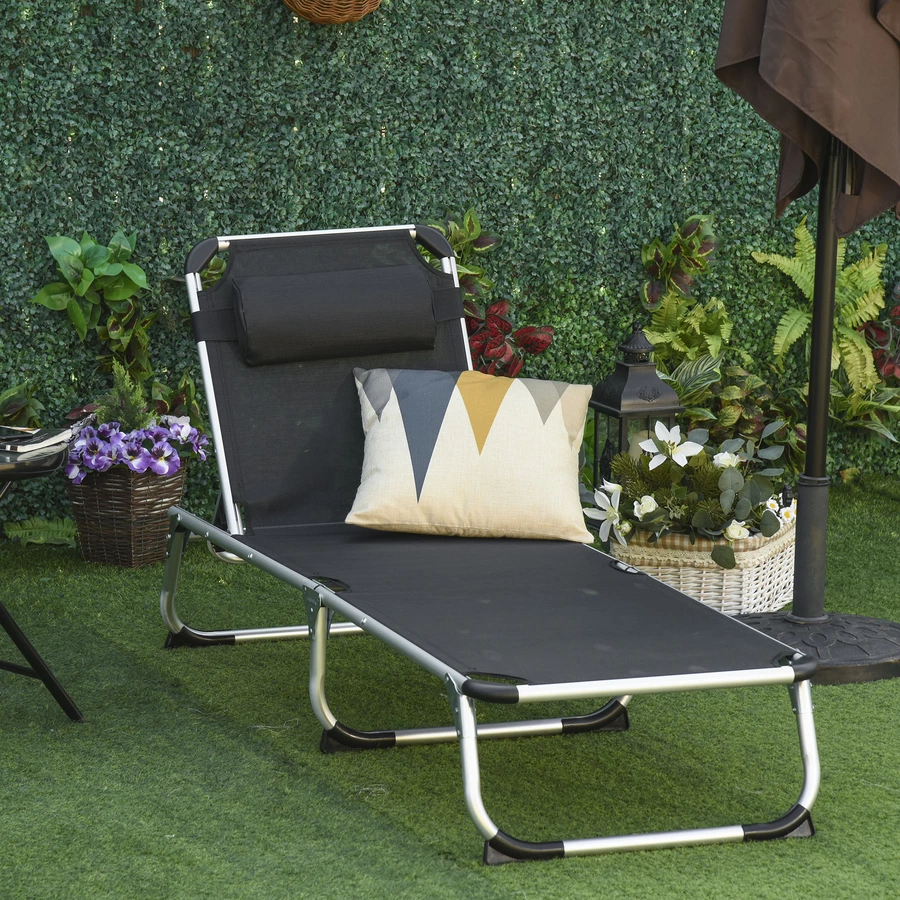 Outsunny Gartenliege 5-stufig verstellbar schwarz