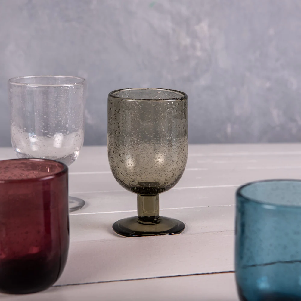 Verre à pied 28 cl Luberon bullé gris (lot de 6) Table passion