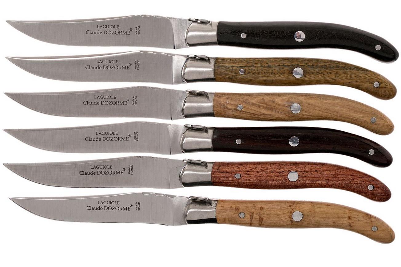 Claude Dozorme Laguiole Steakmesset 6-delig, verschillende houtsoorten