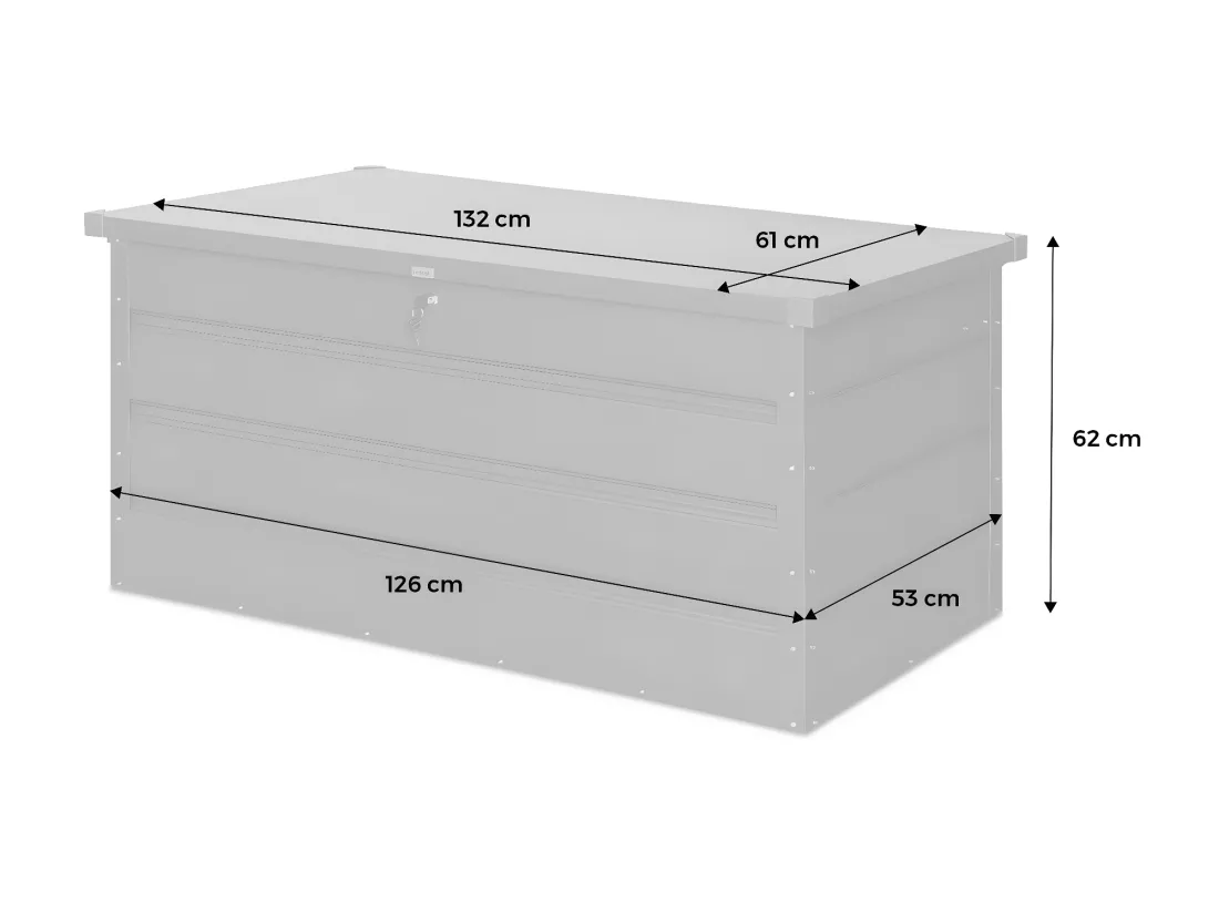 Coffre de jardin en métal - DETROIT- 385L gris aluminium