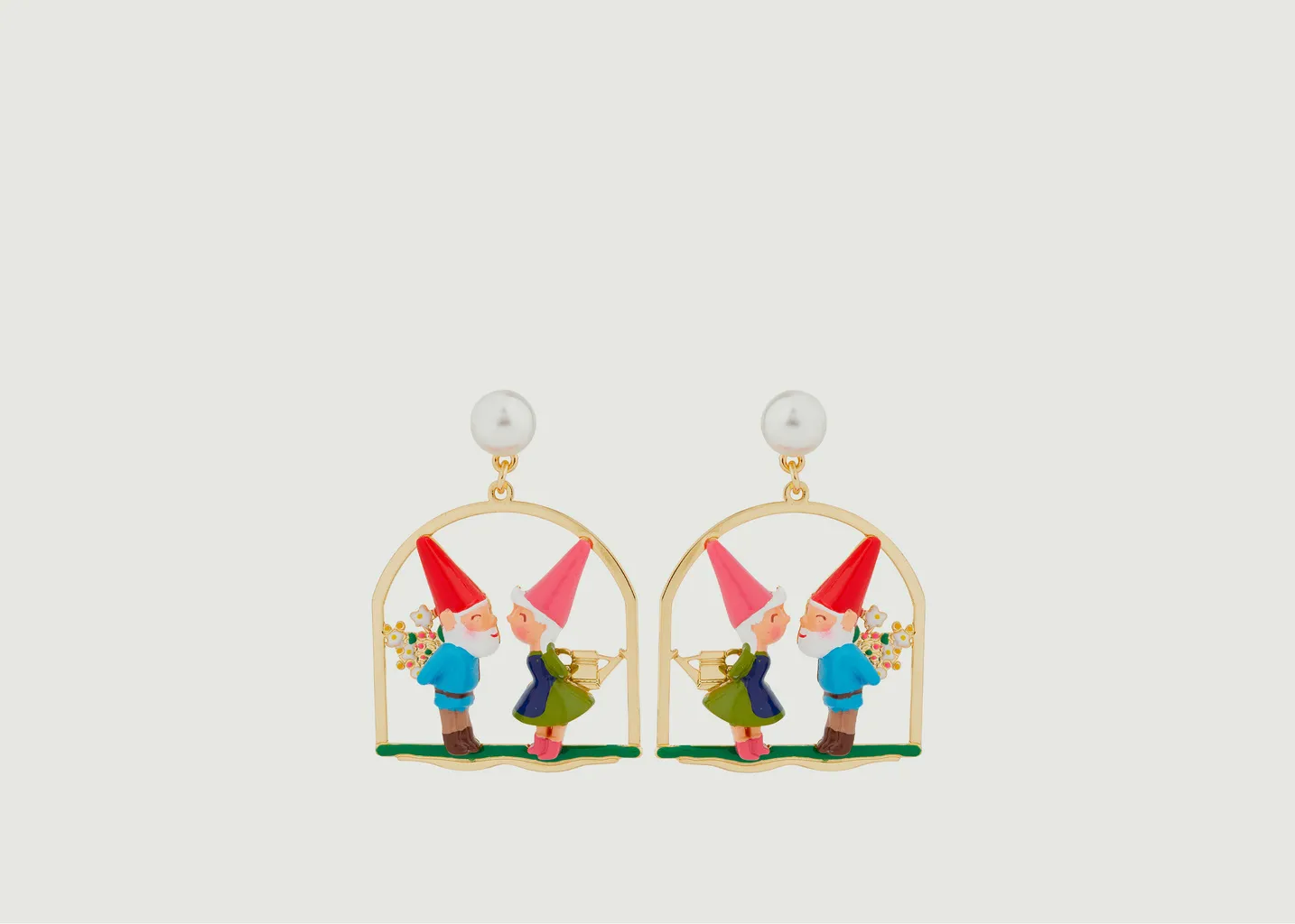Boucles d'oreilles pendantes nains de jardin Champimignon N2