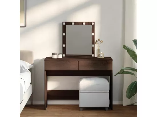 Coiffeuse avec LED chêne marron 100x40x130 cm