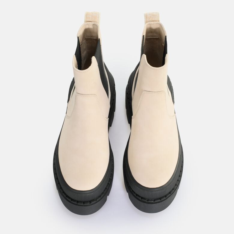 Raven Chelsea Bottines vegan, crèmenoir
