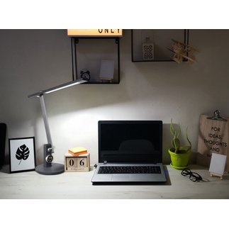 Lampe de bureau à LED Beam, pied, gris foncé