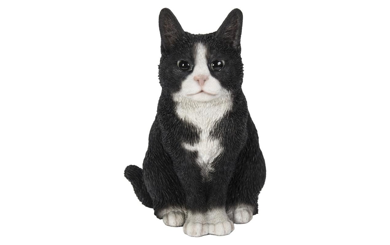 Dekofigur Katze Sitzend, 19.5 cm, Schwarz/WeissZierfigur