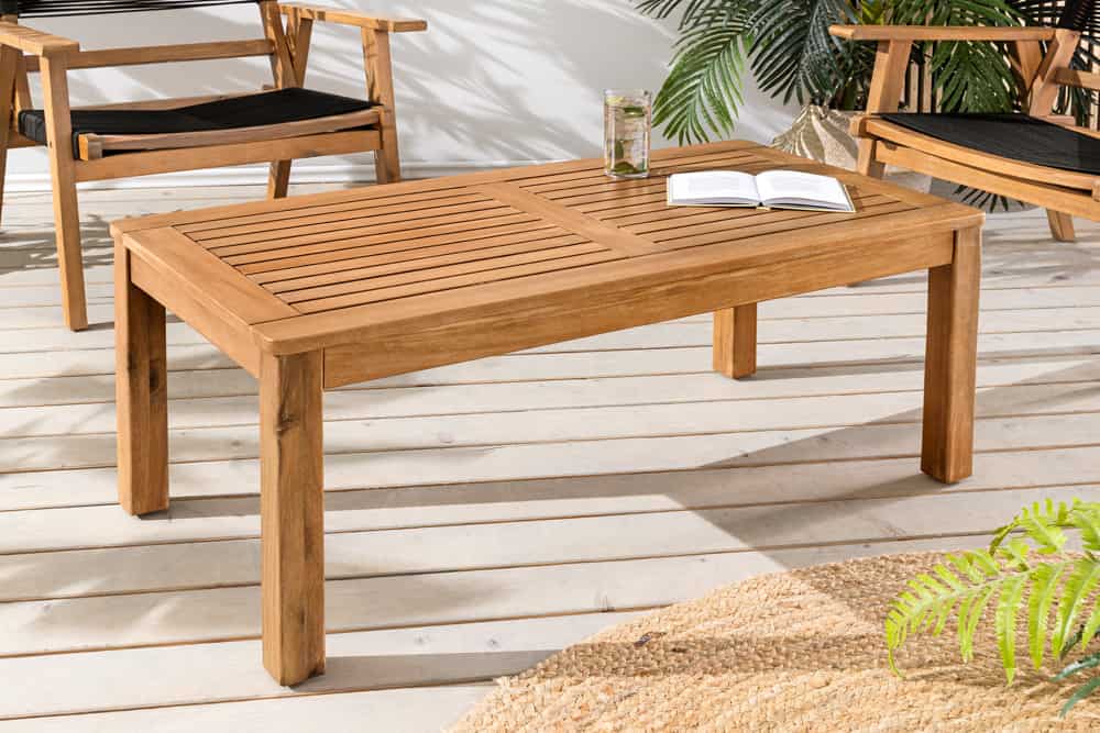 Massiver Gartentisch BALI 100cm Akazienholz wetterfest Outdoor-Loungetisch