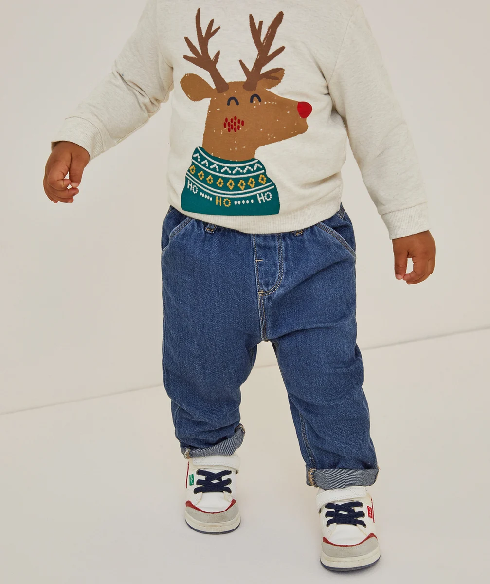 PANTALON RELAX BÉBÉ GARÇON BLEU EN DENIM LOW IMPACT