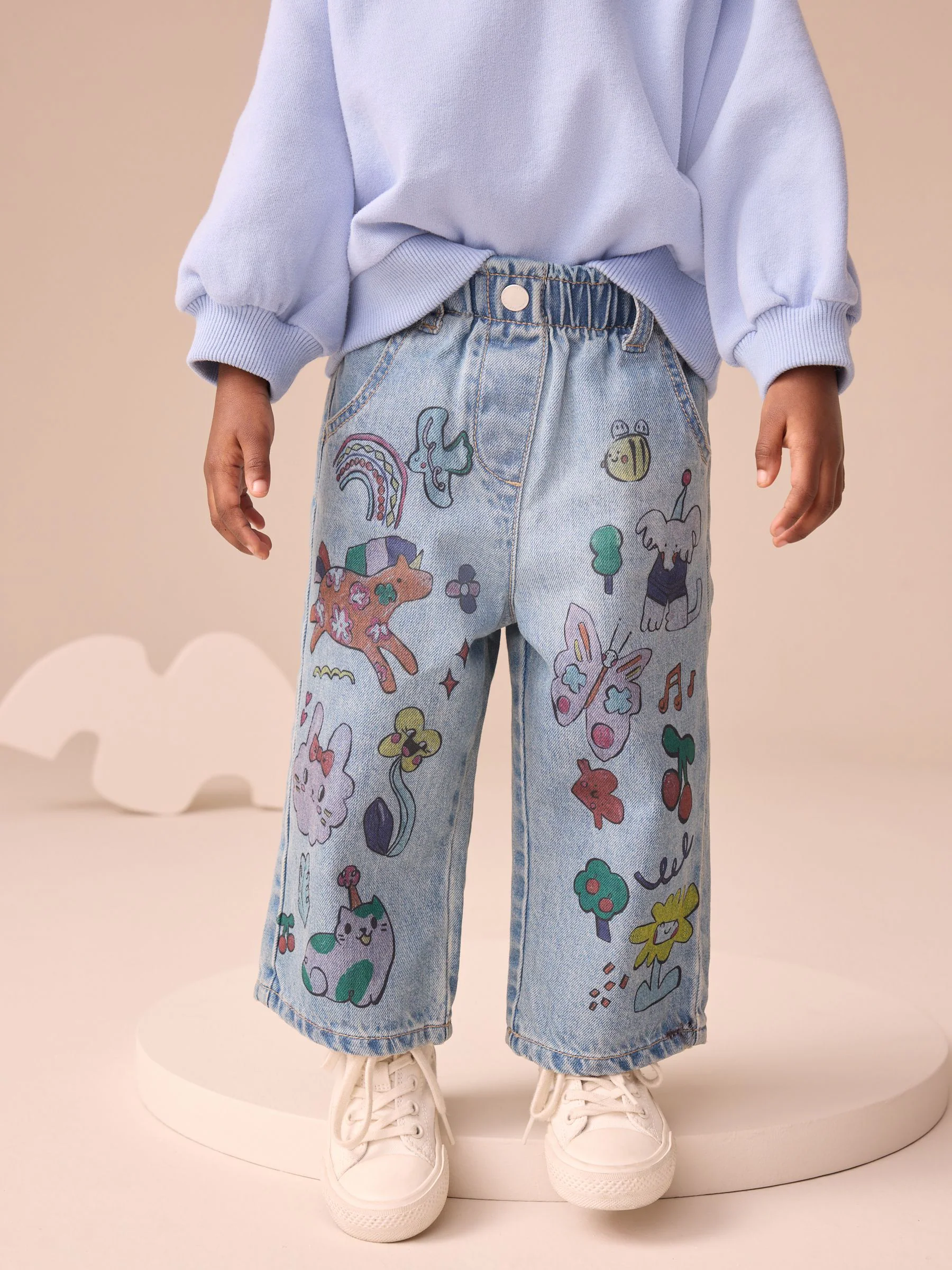 Denim - Jeans met print van figuurtjes (3mnd-7jr)