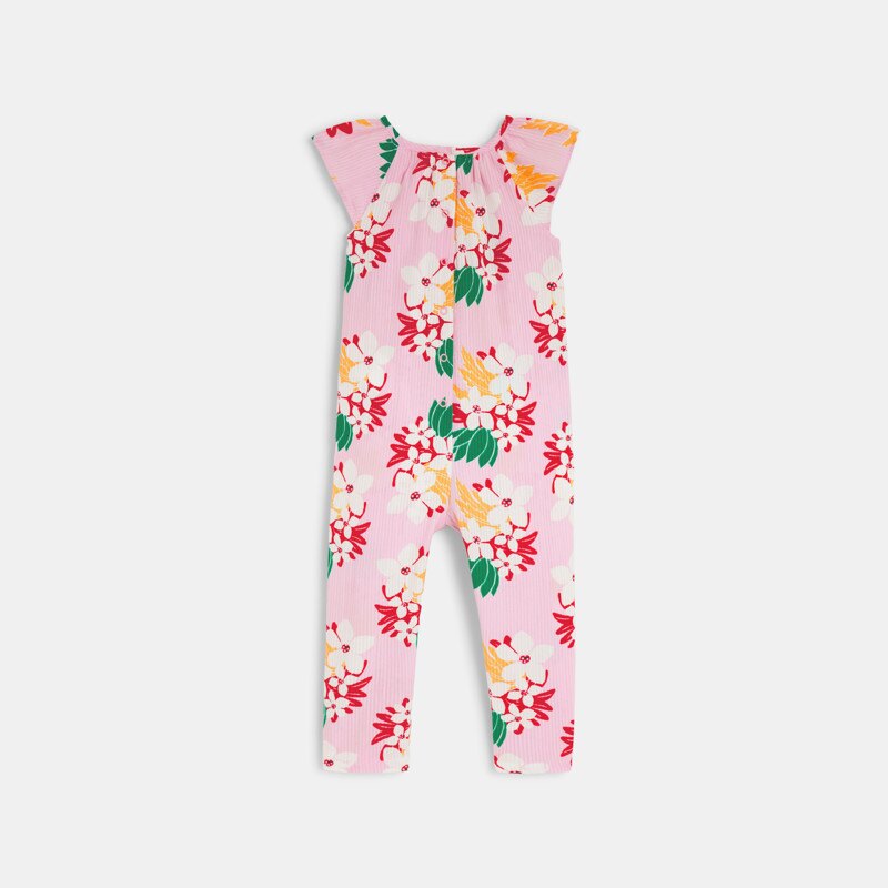 Combinaison bébé fille rose fleurs exotiques Catimini Rose