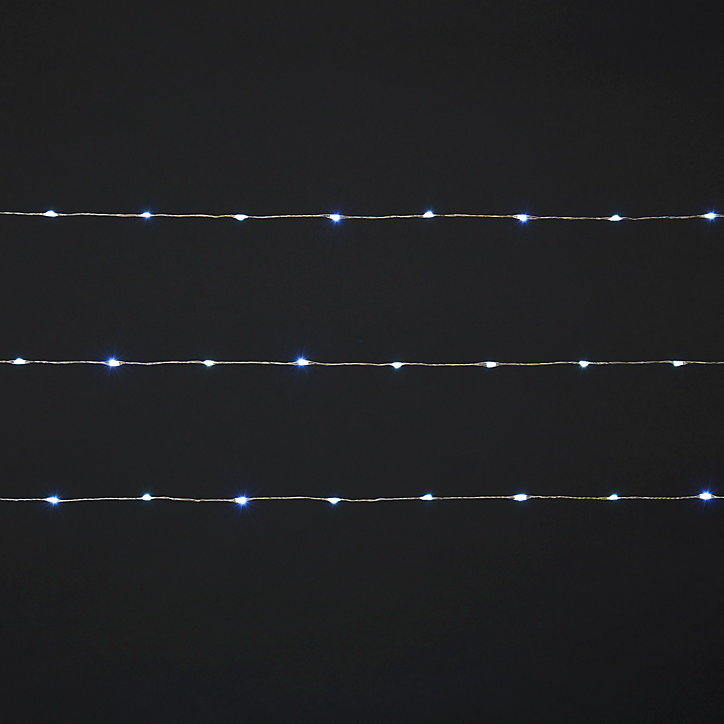 Guirlande lumineuse LED intérieure blanc froid et blanc chaud câble argenté 12 fonctions 26,42 m
