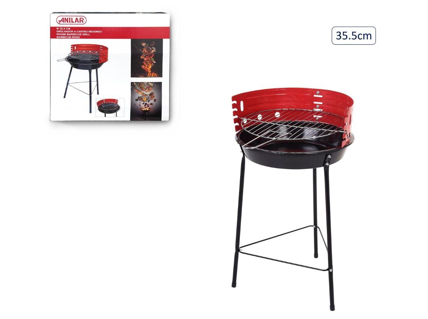 GRELHADOR CARVÃO ANILAR VERMELHO 35.5CM