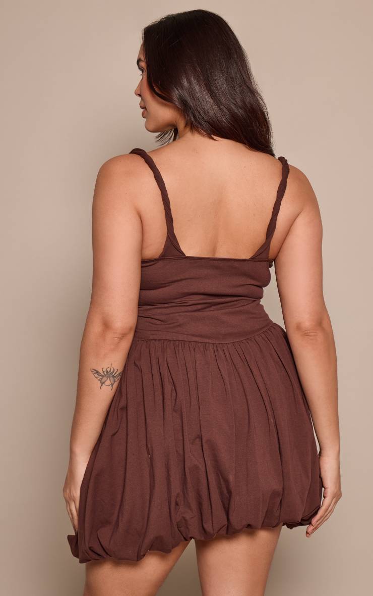 Chocolat Robe Boule À Bretelles Torsadées En Jersey Grande Taille