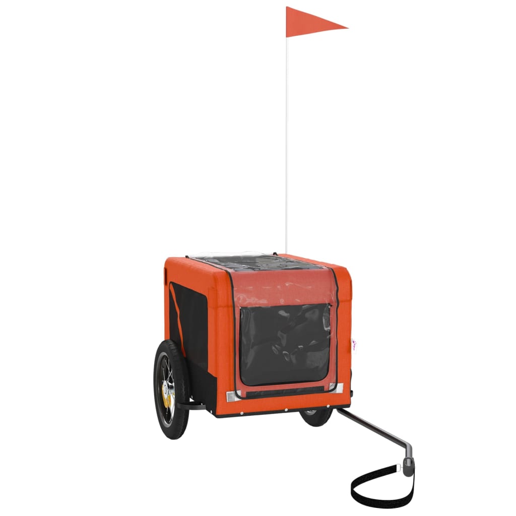 Reboque para cães para bicicleta vidaXL, ferro, tecido Oxford, laranja, preto