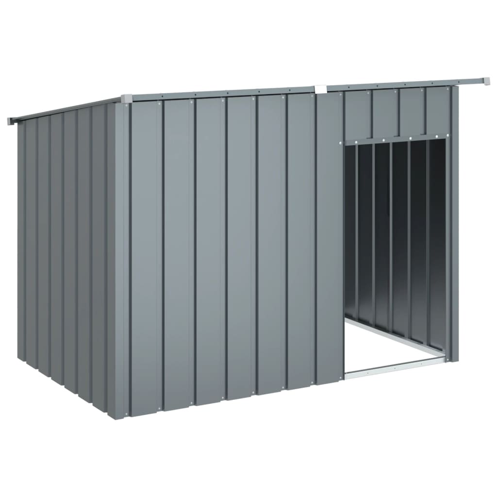 Canil vidaXL com cobertura, aço galvanizado, cinza, 153x91x110 cm