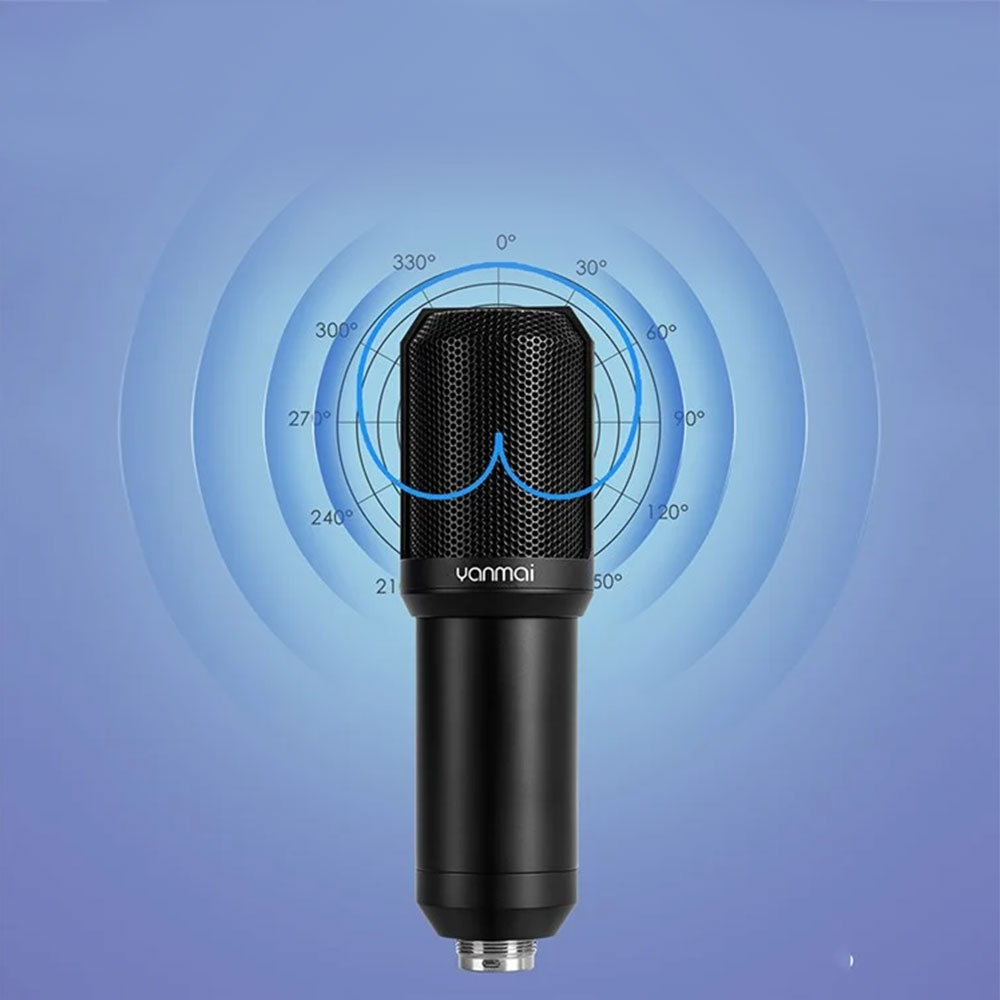 Professionelles Studio Mikrofon für Streaming / Podcast inkl. Pop-Filter   360° Grad Halterung / USB-Anschluss - Schwarz