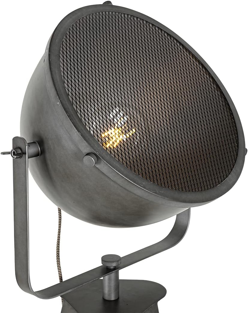 QAZQA - Industrie I Vintage I Industrie I Vintage I Stehleuchte I Stehlampe I Standleuchte I Lampe I Leuchte mit Stativ aus Stahl I Silber I nickel matt und Holz neigbar – Emado I Wohnzimmer I Schlafz