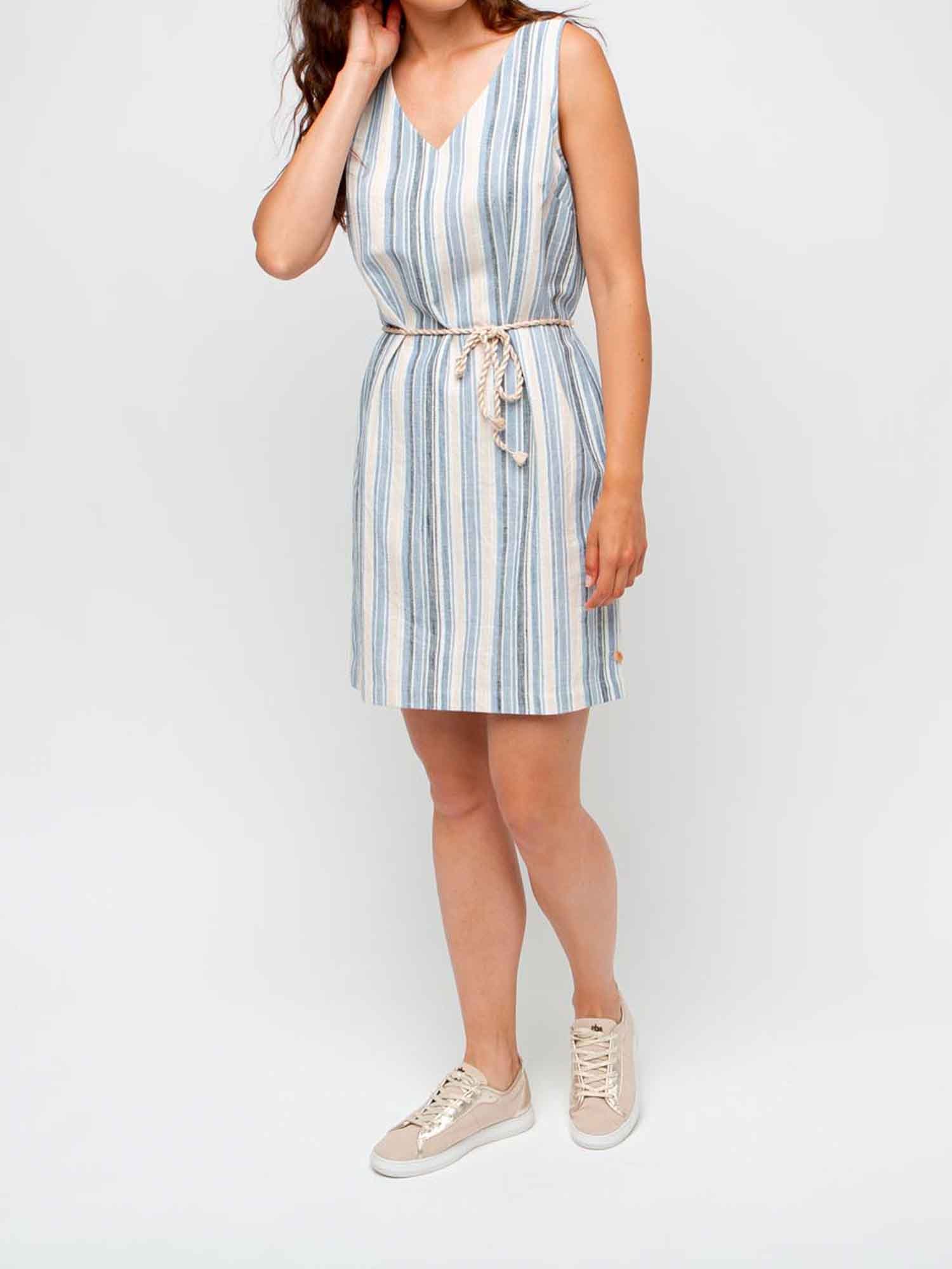 Robe Femme Rayures Verticales Bleues
