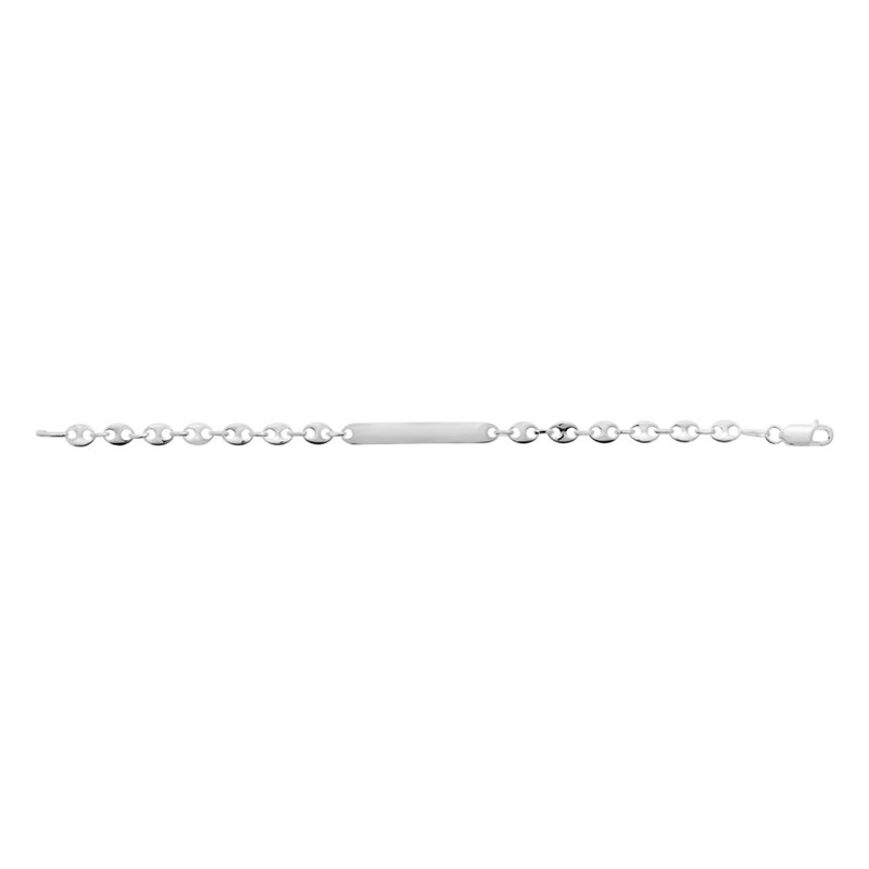 Gourmette Mixte - Argent 925 - Chaîne grain de café - Largeur : 6 mm - Longueur : 21 cm