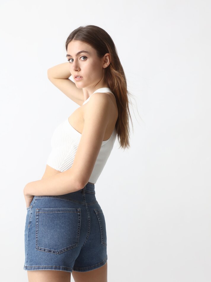 Shorts jeans básicos - Azul índigo claro