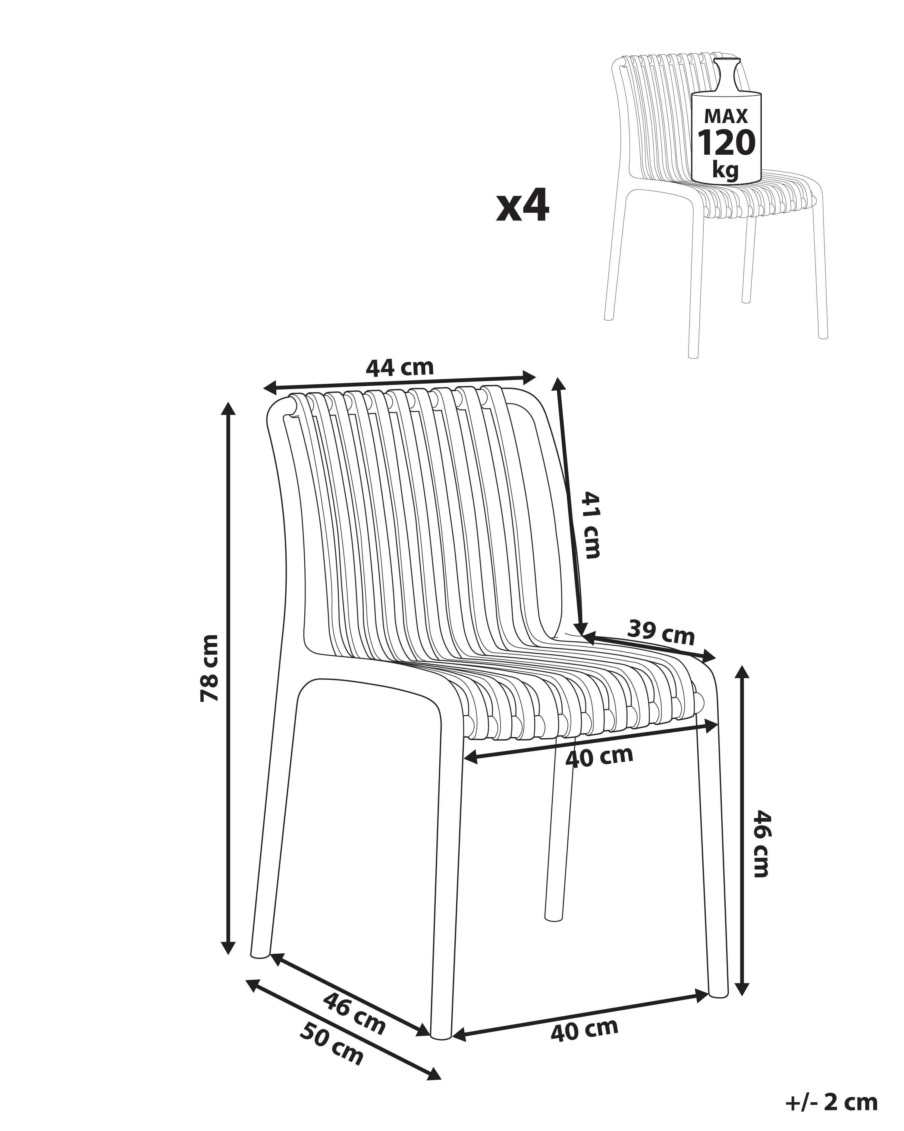 Set van 4 tuinstoelen ARICCIA Mosterdgeel