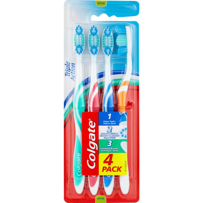 Colgate Triple Action Medium Tandenborstel 4 stuks