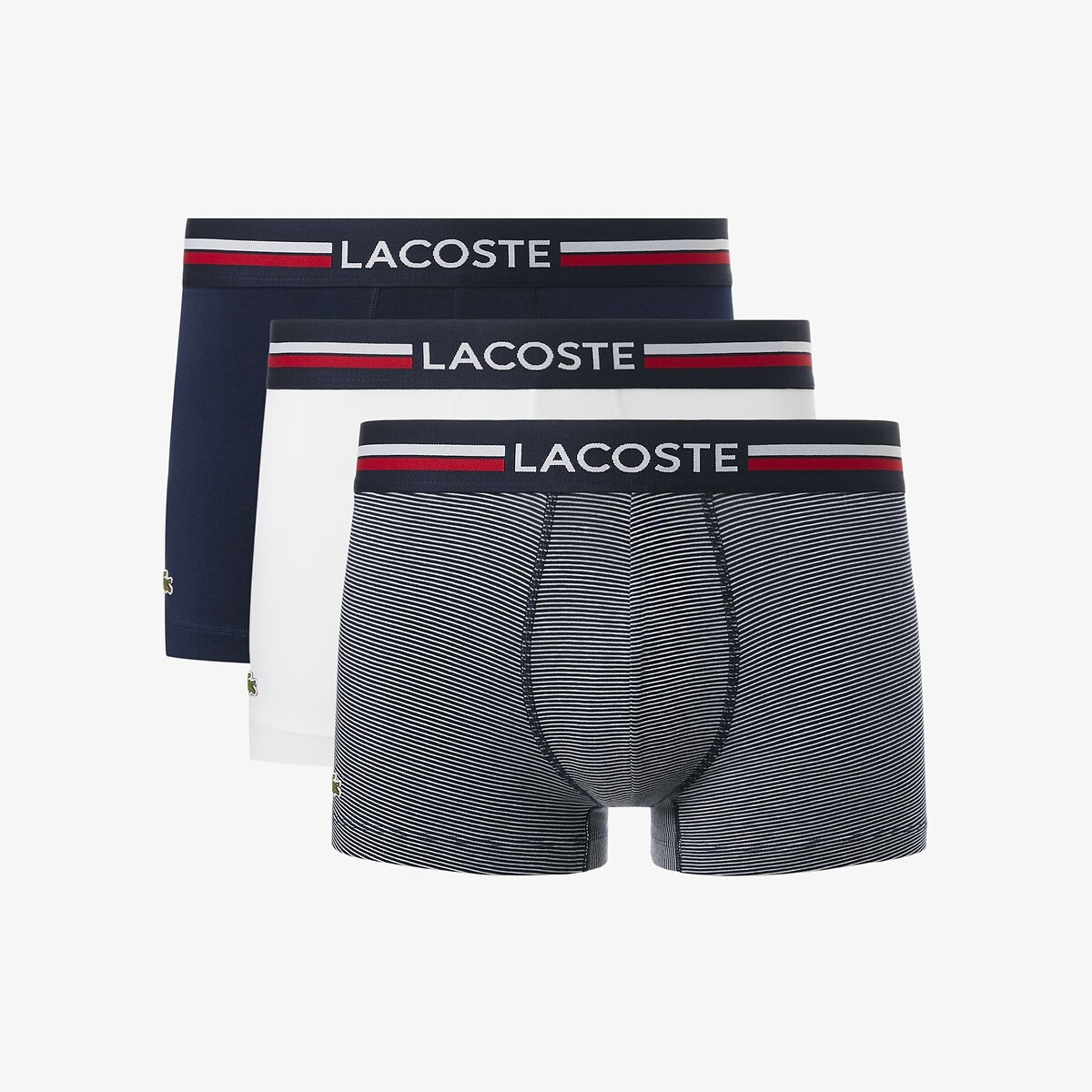 LACOSTE<br>Conjunto de 3 cuecas boxer de algodão elástico