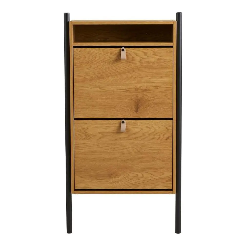 Hioshop Elna schoenenkast 2 kleppen eikendecor