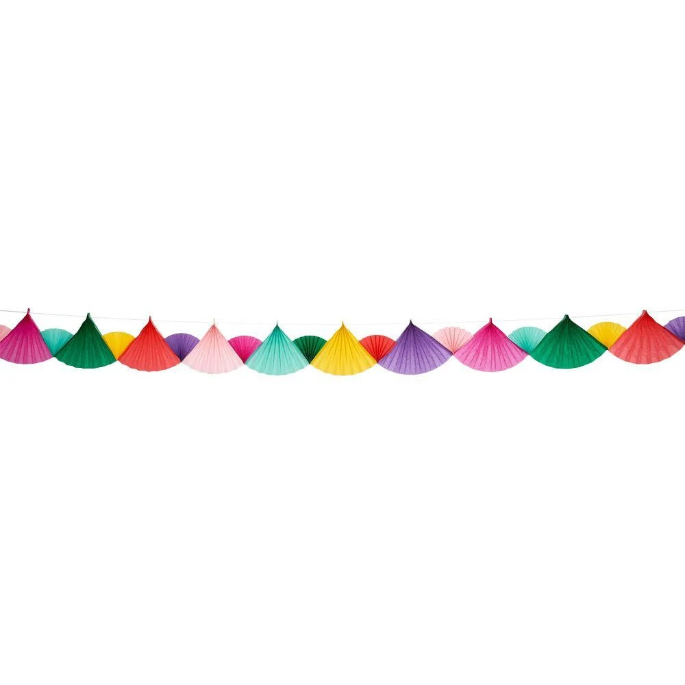 Guirlande éventail papier de soie multicolore 6m