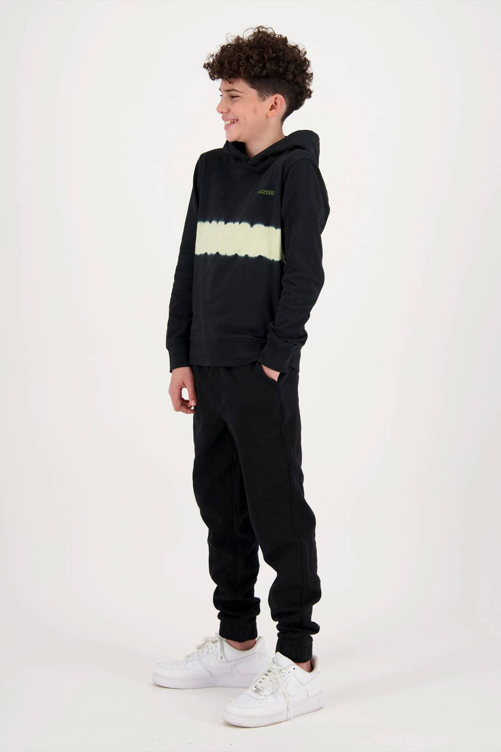 Raizzed hoodie Jermain met tekst zwart