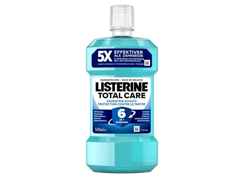 Listerine Mundspülung Total Care Zahnsteinschutz 500 ml Mundwasser für natürlich weisse Zähne