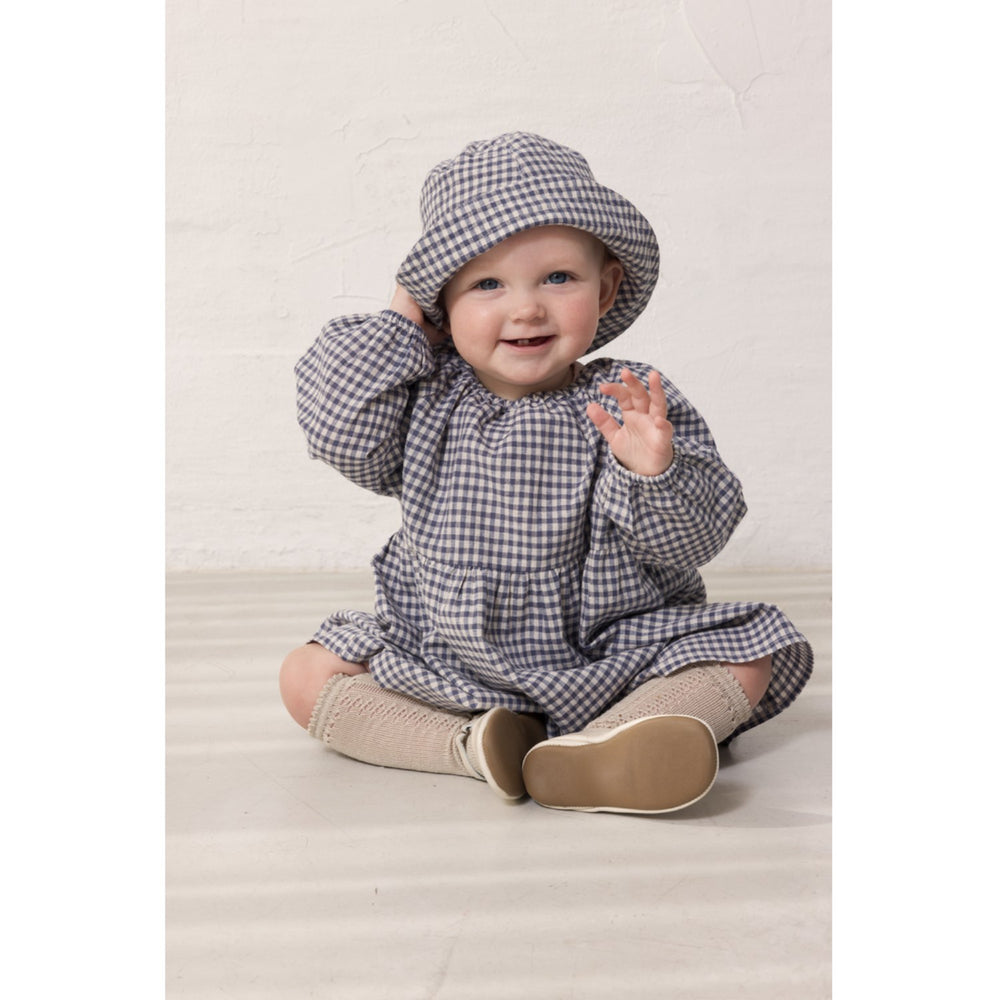 Køb MarMar Cotton Linen Marine Check Dawson B Kjole