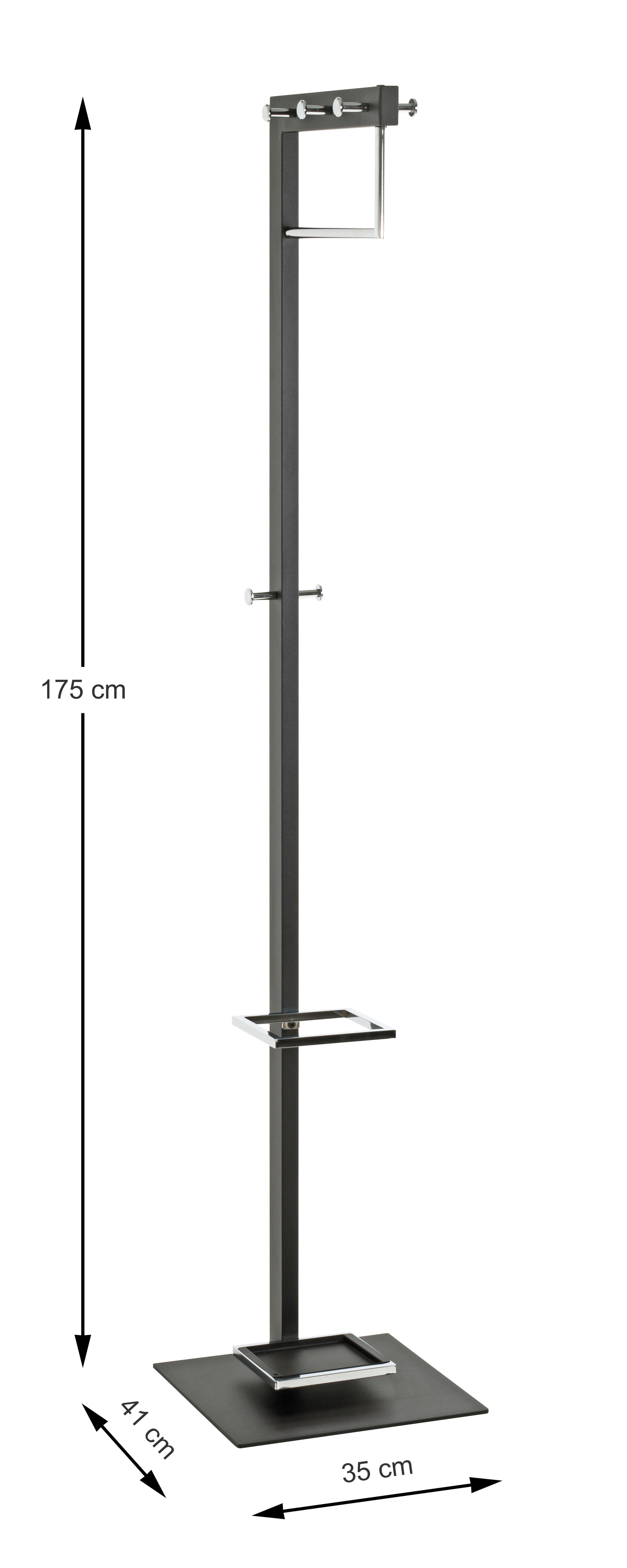 Garderobenständer 35 x 175 cm schwarz/chromfarbig