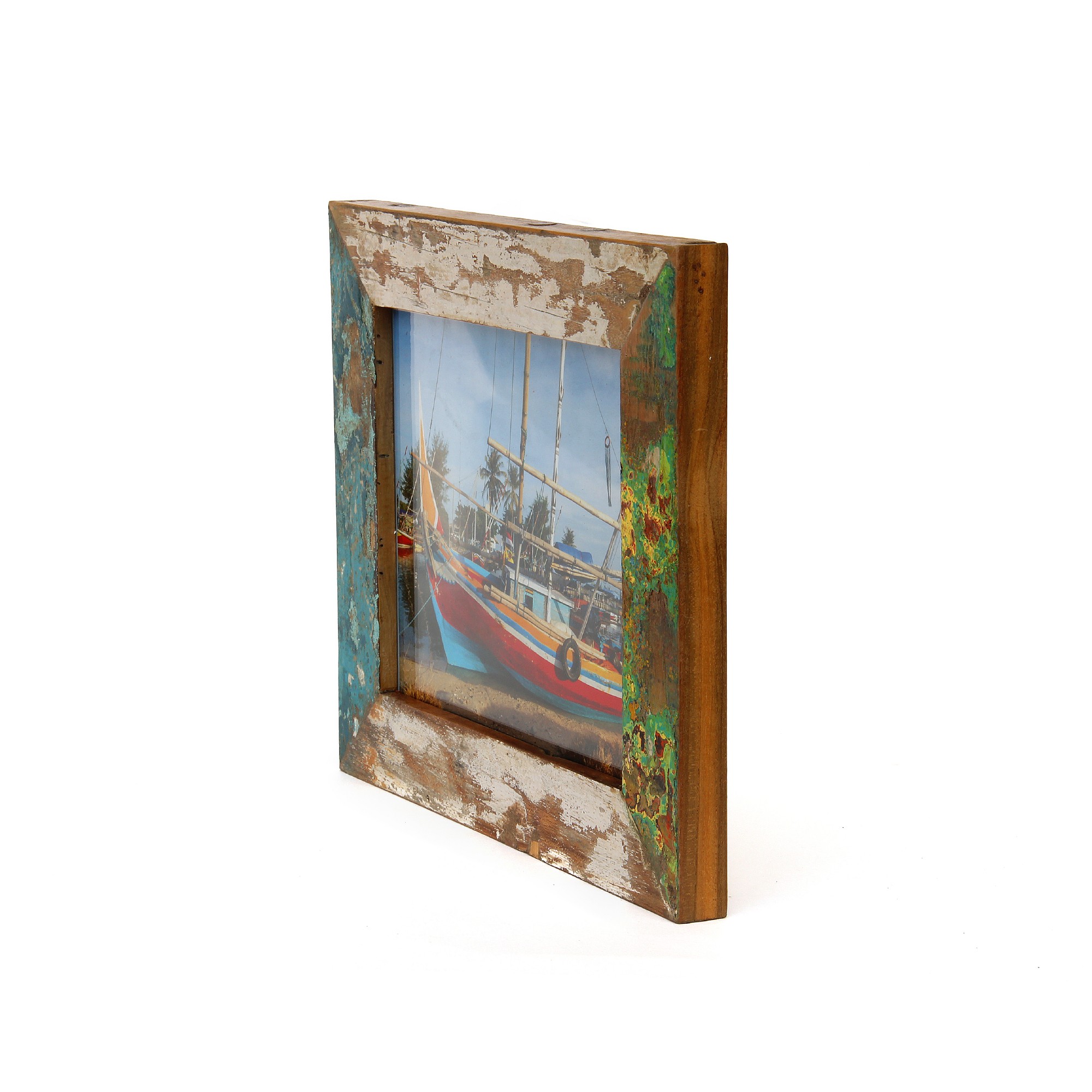 Fotorahmen aus Bootsholz, multicolor, T 3 cm, B 23 cm, H 28 cm von fischer's lagerhaus