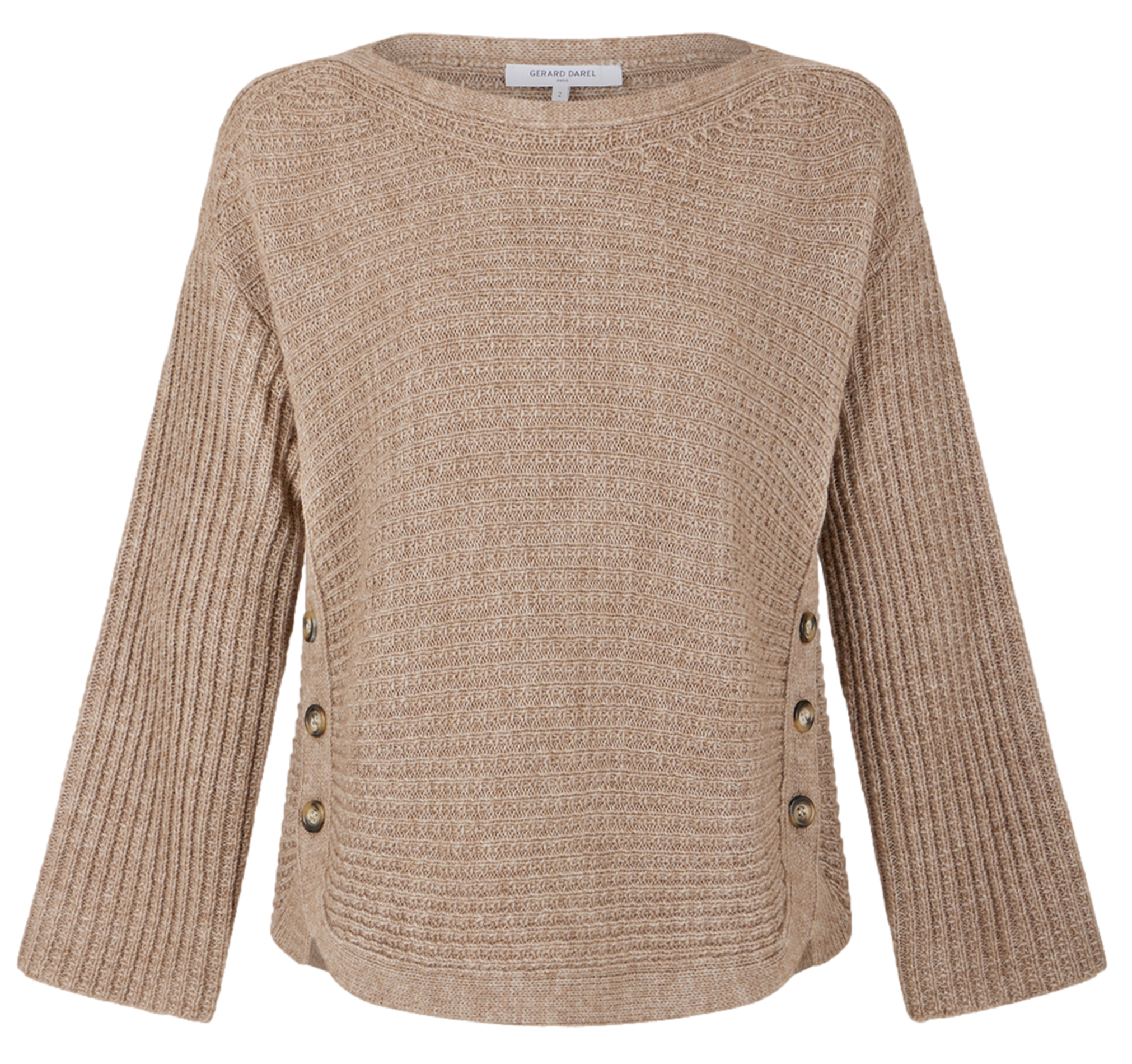 JOLINE - Pull col bateau droit en maille | Beige
