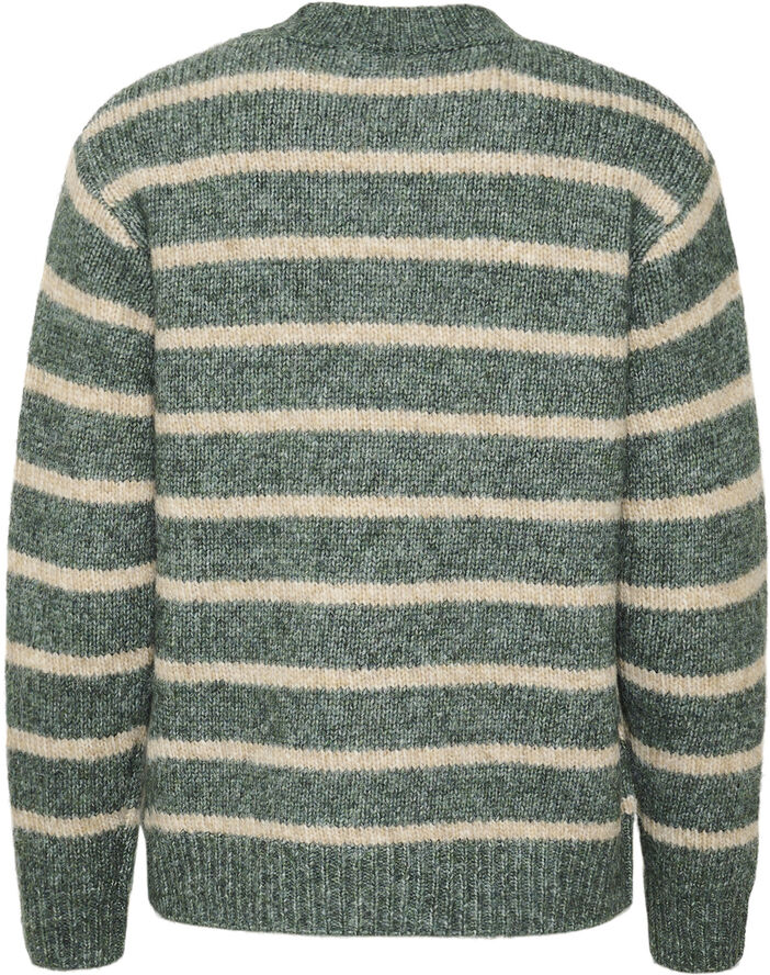 Kaffe KAtrina Striped Pullover Green mel. / feather gray mel.