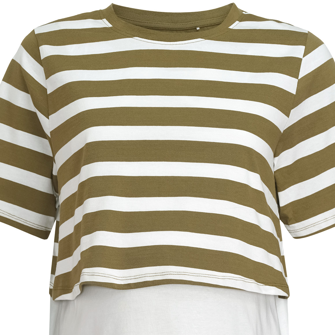 Gina Mama Damen Umstands-T-Shirt im Lagen-Look oliv / weiss