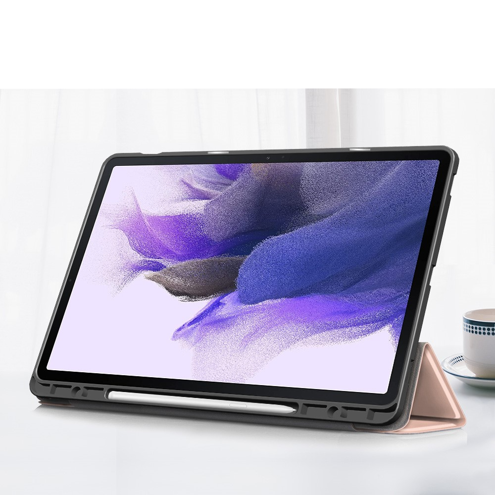 Samsung Galaxy Tab S8  Plus / Tab S7  Plus / Tab S7 FE 5G Leder Tasche Smart Cover Hülle S-Pen Halterung - Rosa