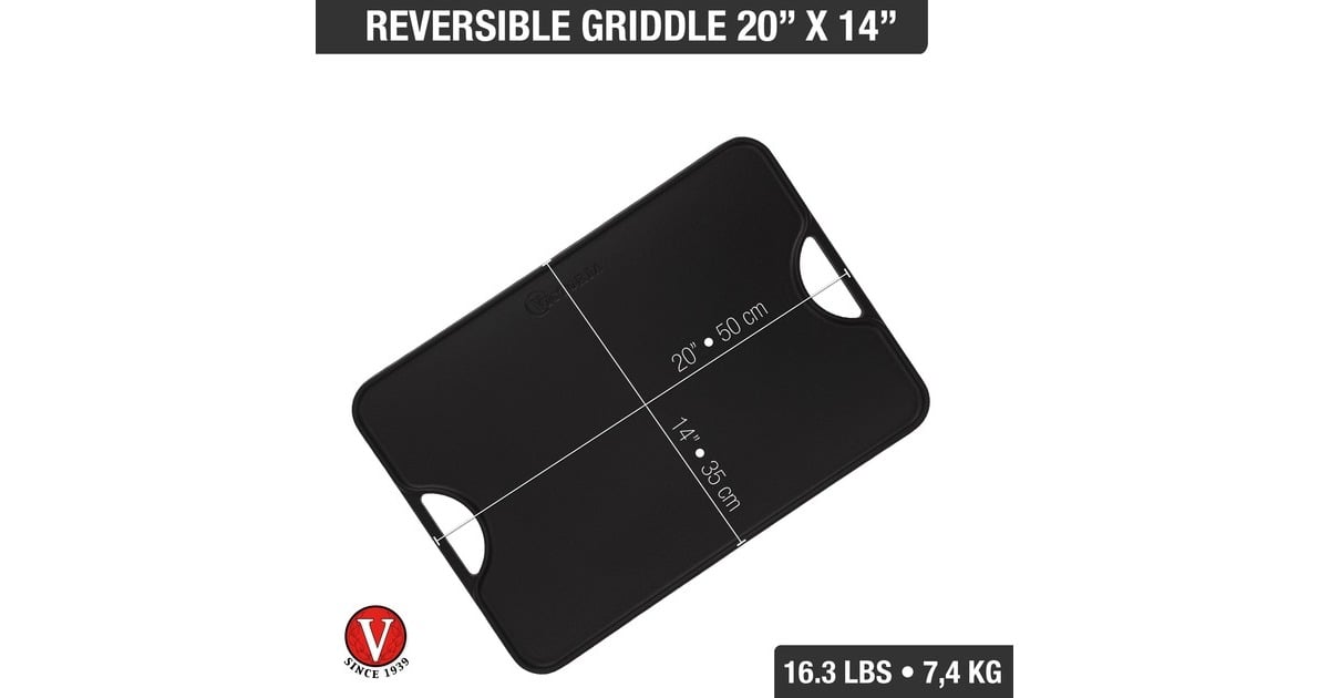 VictoriaOmkeerbare Bakplaat 50 x 35 cm, Seasoned grillplaat  (Zwart, Color packaging)