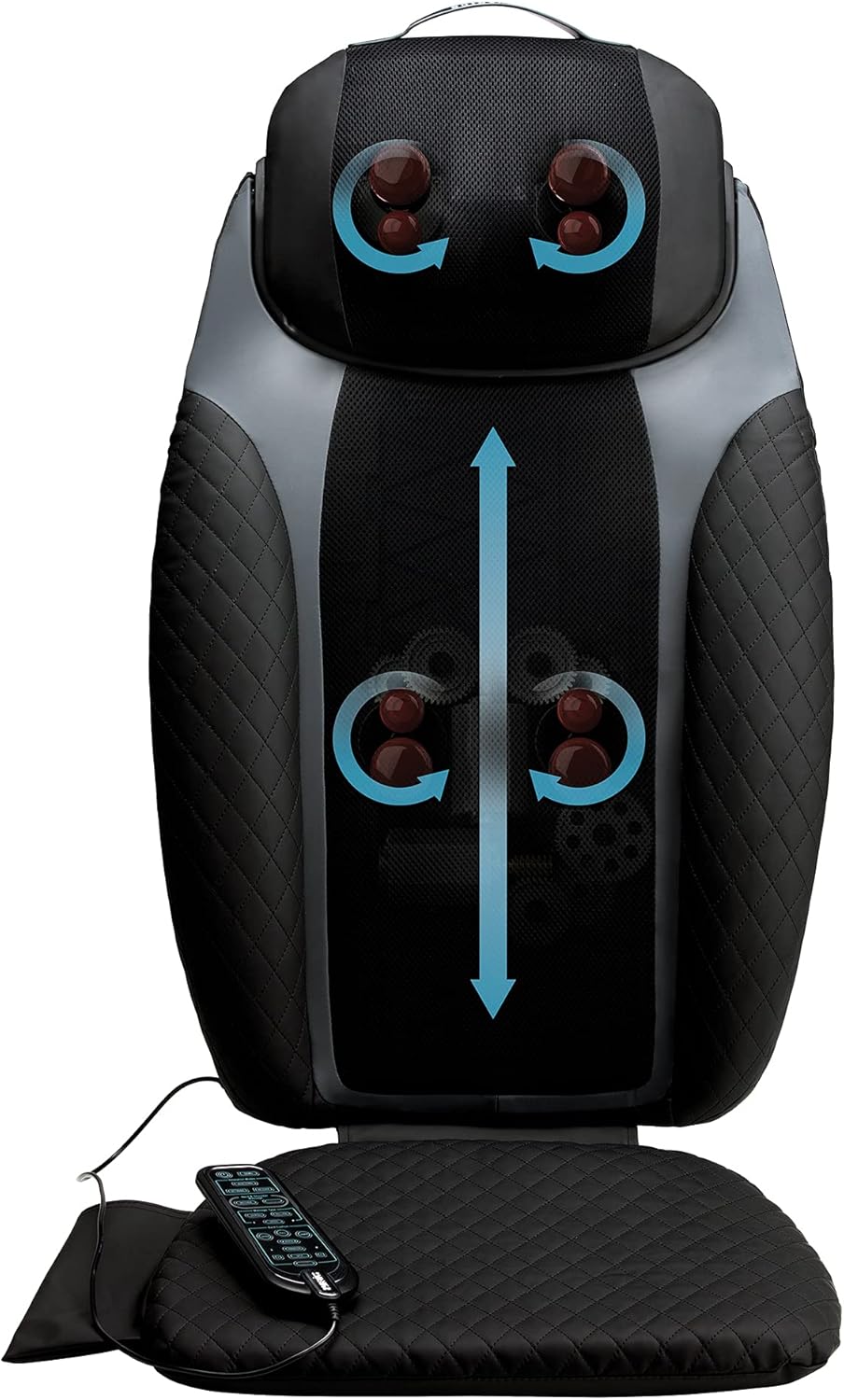 HoMedics Siège de massage 2 en 1 avec coussin massant sans fil - A emmener en voyager – Chaleur optionnelle – Détend les lombaires, cervicales, trapèzes, cuisses