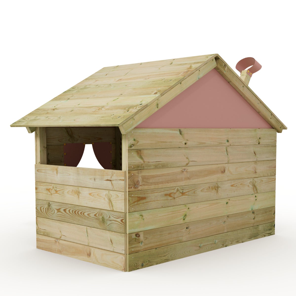 WICKEY Kinderspeelhuis Hostel met houten dak en raam - Pastelblauw