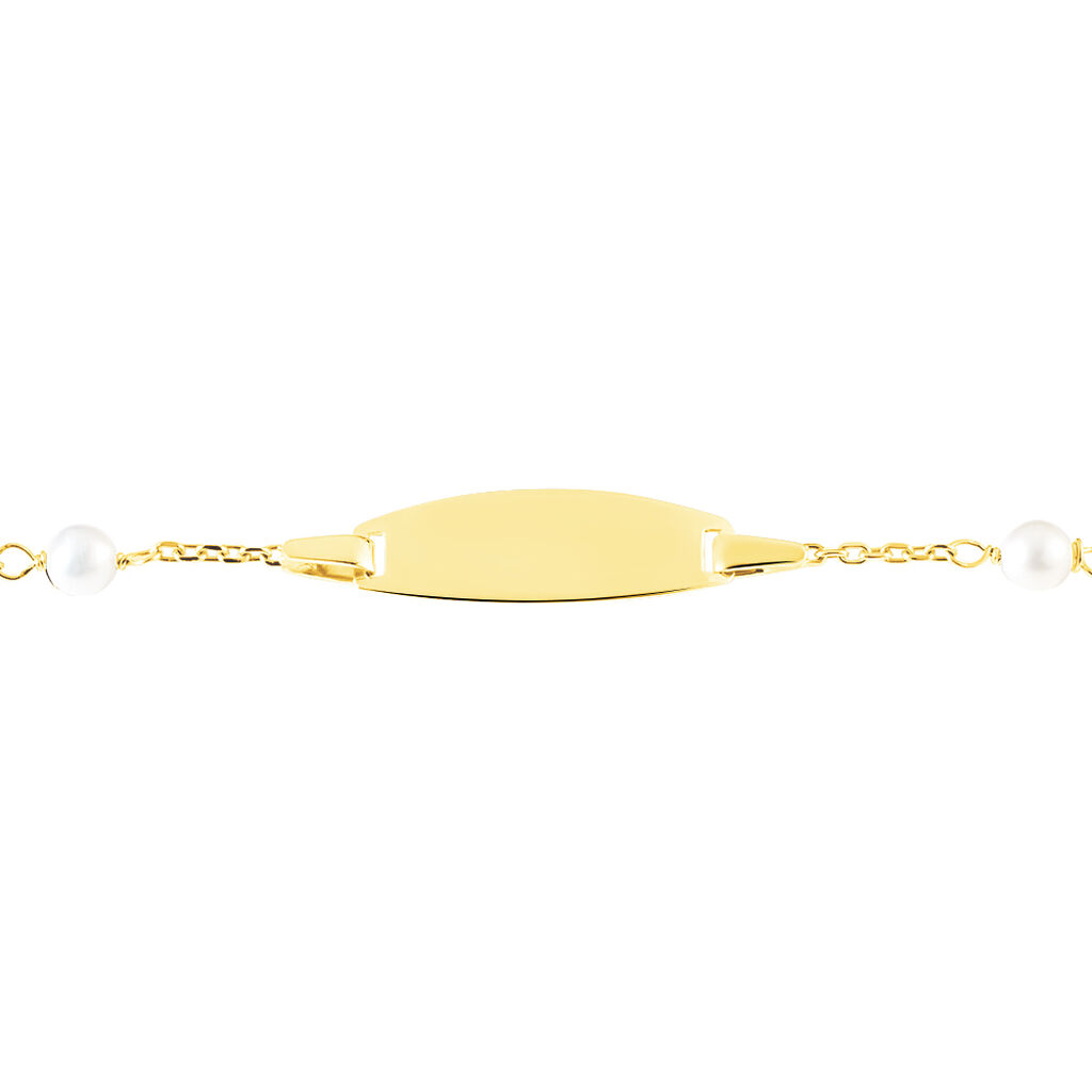 Bracelet Identité Gaspardine Maille Forçat Or Jaune Perle De Culture